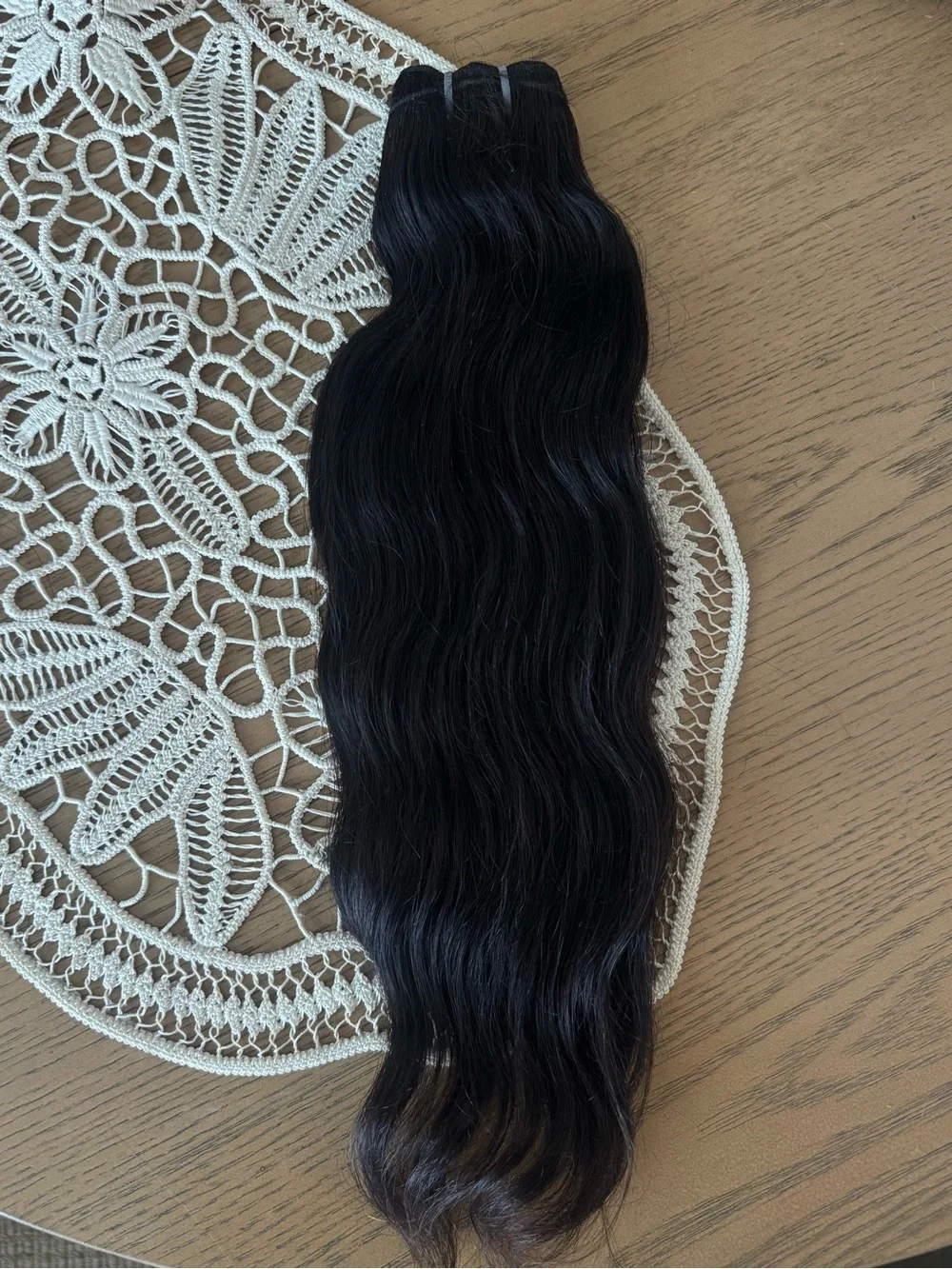 100% Human Hair Weft Extensions 16” Black Natural Wavy